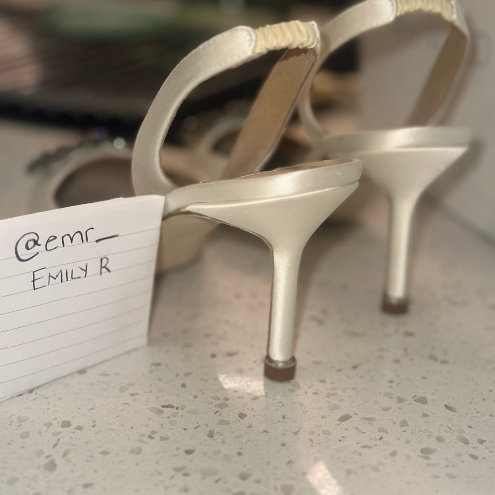 Manolo Blahnik White Heels with Silver Embellishments - Picture 5 of 10
